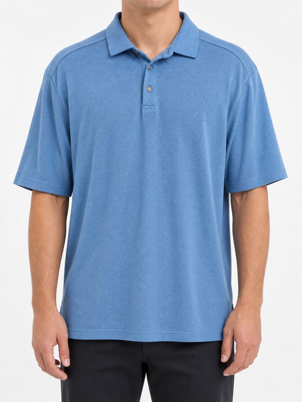 Tommy Bahama Men's Blue Textured Modal Polo Short Sleeve Shirt Size L Everyday